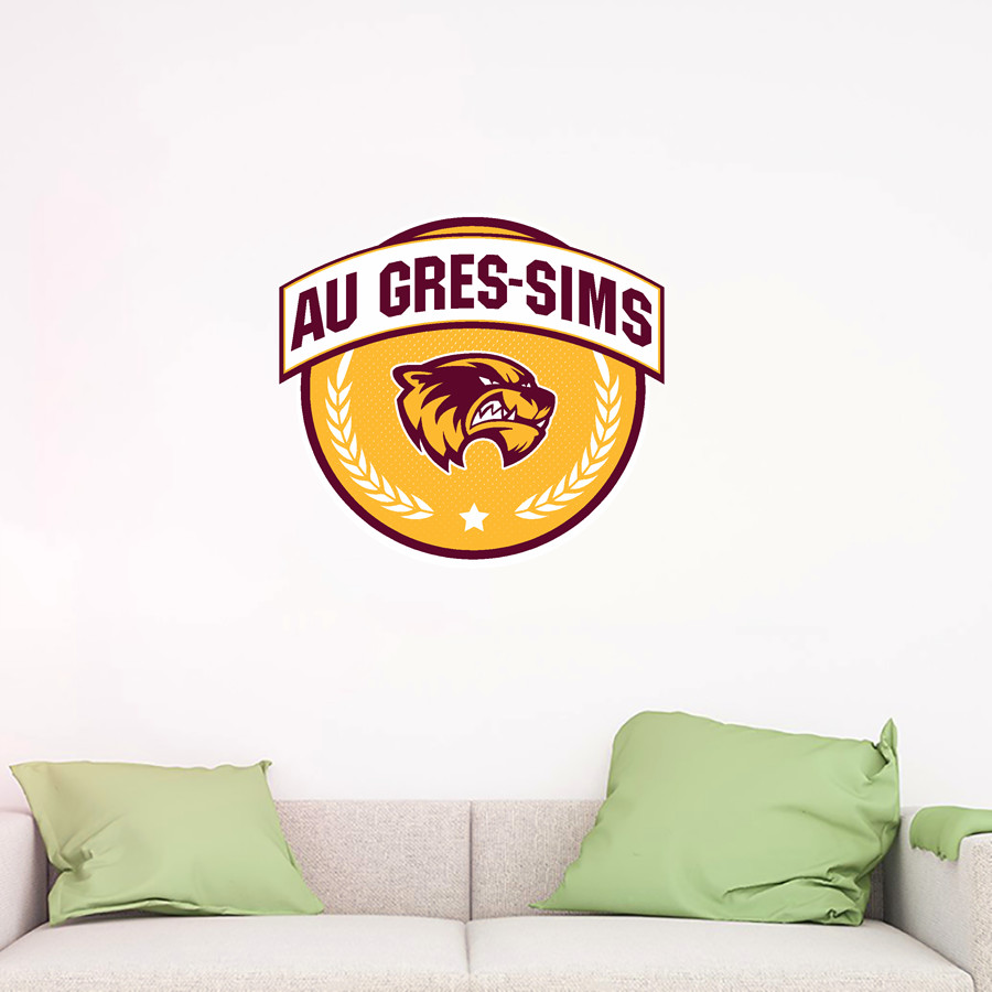Au Gres-Sims HIGH SCHOOL WOLVERINES <span class="pdp-name-mascot">AU GRES - SIMS WOLVERINES</span> Wall Decal - Circle With Banner