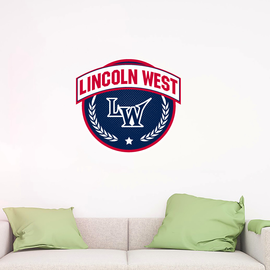 LINCOLN WEST HIGH SCHOOL WOLVERINES <span class="pdp-name-mascot">LINCOLN WEST WOLVERINES</span> Wall Decal - Circle With Banner