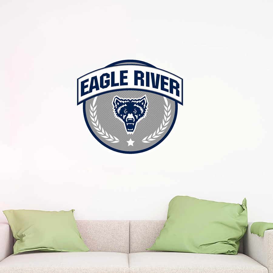 EAGLE RIVER Wolves <span class="pdp-name-mascot">EAGLE RIVER Wolves</span> Wall Decal - Circle With Banner