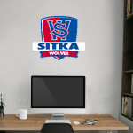 SITKA HIGH SCHOOL WOLVES <span class="pdp-name-mascot">SITKA WOLVES</span> Wall Decal - Rounded Shield With Banner Front Thumbnail