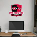 CLARION-GOLDFIELD-DOWS HIGH SCHOOL COWBOYS <span class="pdp-name-mascot">CLARION - GOLDFIELD COWBOYS</span> Wall Decal - Rounded Shield With Banner Front Thumbnail