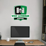 West Lutheran Warriors Wall Decal - Rounded Shield With Banner Front Thumbnail