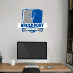 BROCKPORT BLUE DEVILS The Official Online Store <span class="pdp-name-mascot">BROCKPORT BLUE DEVILS</span> Wall Decal - Rounded Shield With Banner Front Thumbnail
