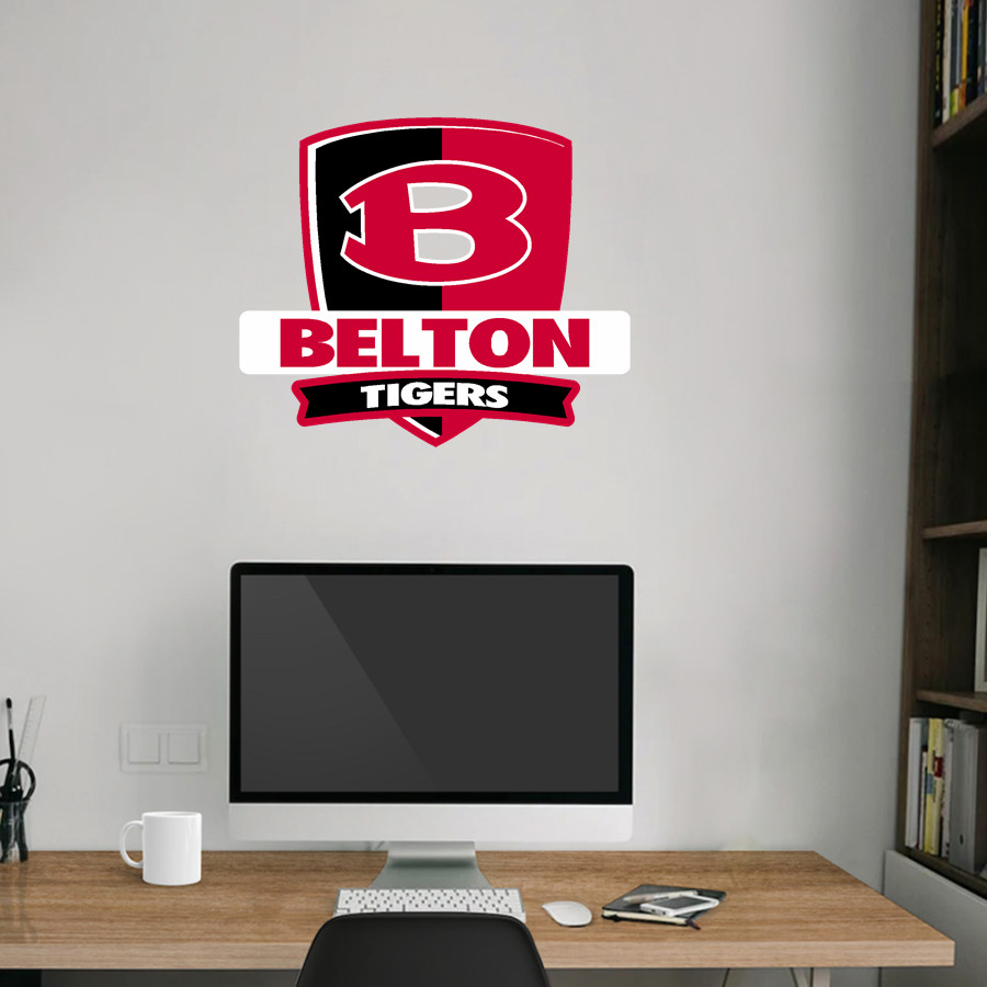 BELTON HIGH SCHOOL TIGERS <span class="pdp-name-mascot">BELTON TIGERS</span> Wall Decal - Rounded Shield With Banner