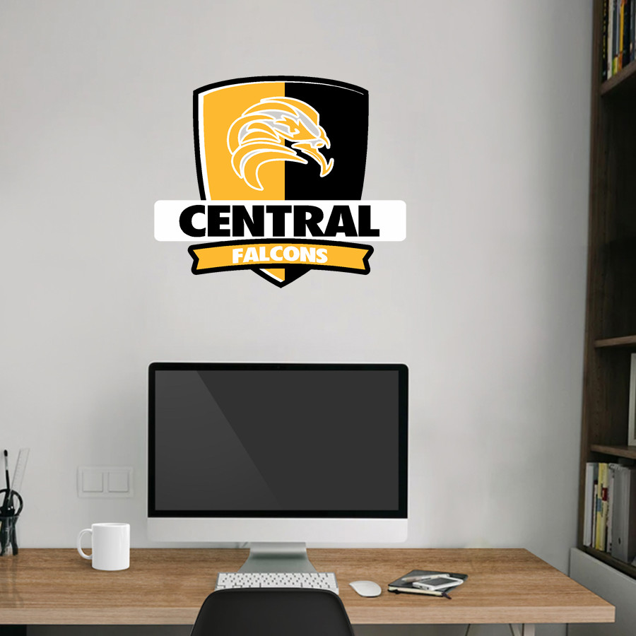 CENTRAL TECH SCHOOL FALCONS <span class="pdp-name-mascot">CENTRAL FALCONS</span> Wall Decal - Rounded Shield With Banner