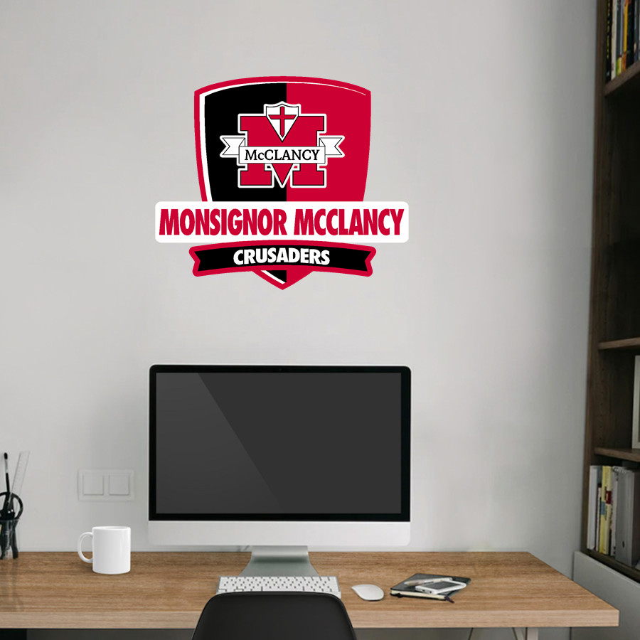 Monsignor McClancy Crusaders Wall Decal - Rounded Shield With Banner