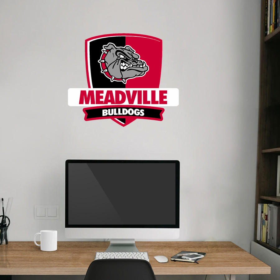 MEADVILLE HIGH SCHOOL BULLDOGS Wall Decal - Rounded Shield With Banner