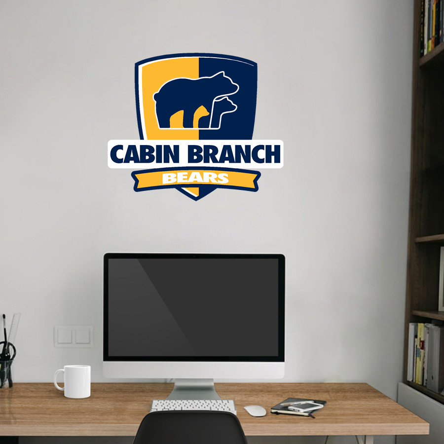 Cabin Branch Bears Wall Decal - Rounded Shield With Banner
