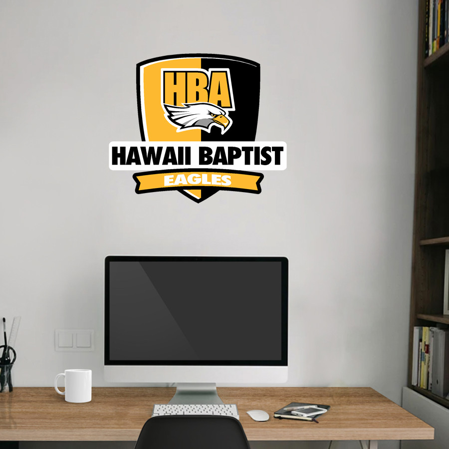 Hawaii Baptist Eagles <span class="pdp-name-mascot">HBA Eagles</span> Wall Decal - Rounded Shield With Banner