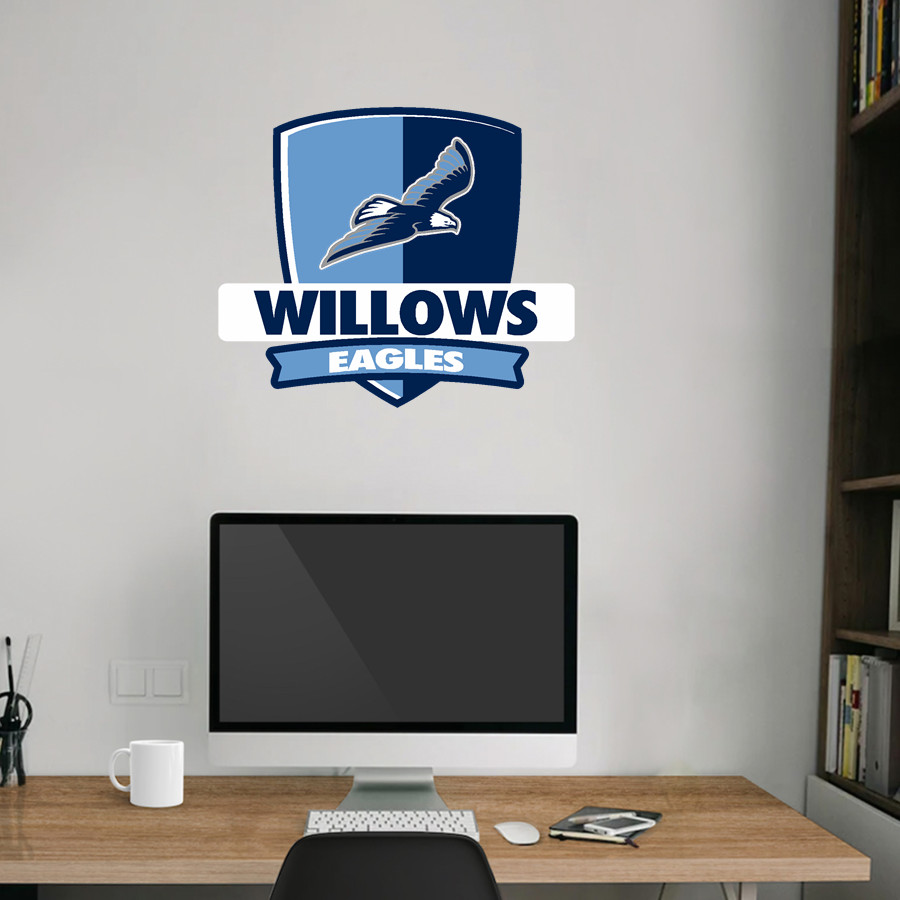 WILLOWS ACADEMY Eagles <span class="pdp-name-mascot">Willows Eagles</span> Wall Decal - Rounded Shield With Banner