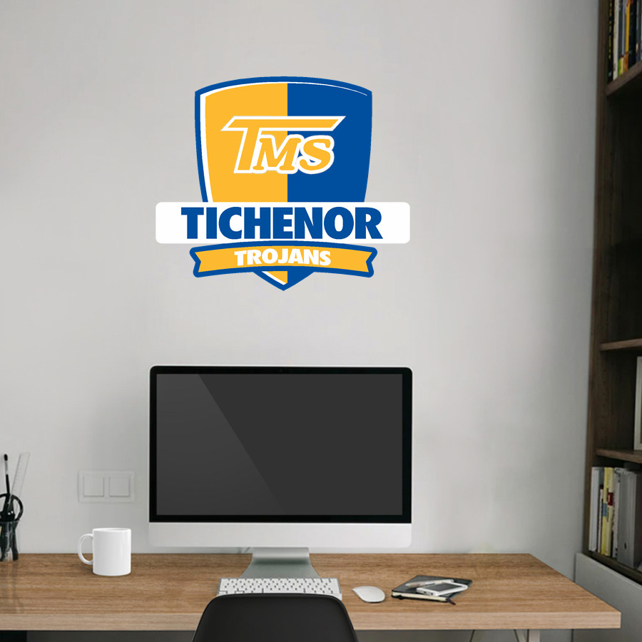 Tichenor Middle School Trojans <span class="pdp-name-mascot">Tichenor Middle School Trojans</span> Wall Decal - Rounded Shield With Banner