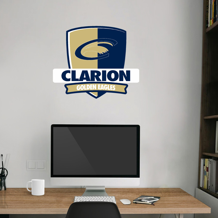 Clarion Golden Eagles <span class="pdp-name-mascot">Clarion - Penn West University Golden Eagles</span> Wall Decal - Rounded Shield With Banner
