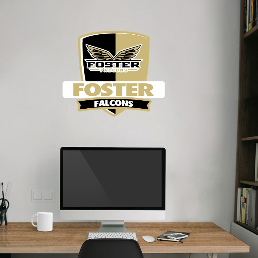FOSTER HIGH SCHOOL FALCONS <span class="pdp-name-mascot">FOSTER FALCONS</span> Wall Decal - Rounded Shield With Banner
