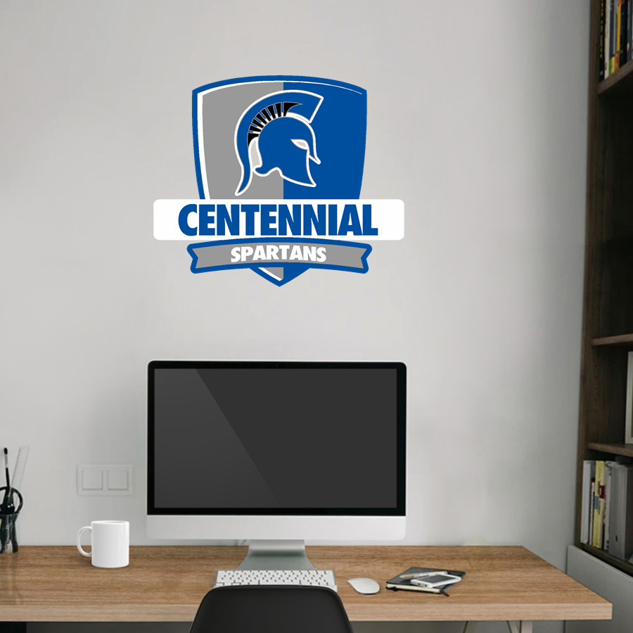 CENTENNIAL HIGH SCHOOL SPARTANS <span class="pdp-name-mascot">CENTENNIAL SPARTANS</span> Wall Decal - Rounded Shield With Banner