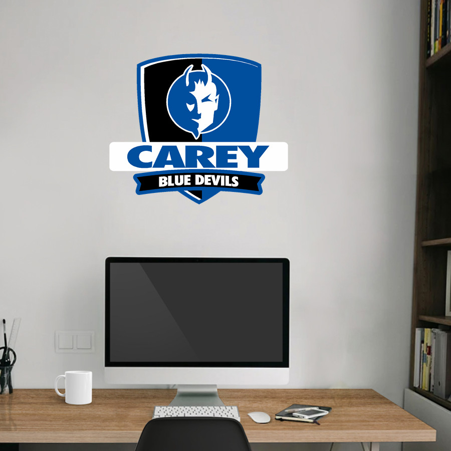 CAREY HIGH SCHOOL BLUE DEVILS <span class="pdp-name-mascot">CAREY BLUE DEVILS</span> Wall Decal - Rounded Shield With Banner