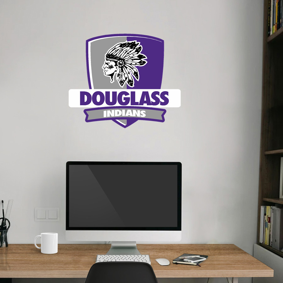 DOUGLASS HIGH SCHOOL INDIANS <span class="pdp-name-mascot">DOUGLASS INDIANS</span> Wall Decal - Rounded Shield With Banner