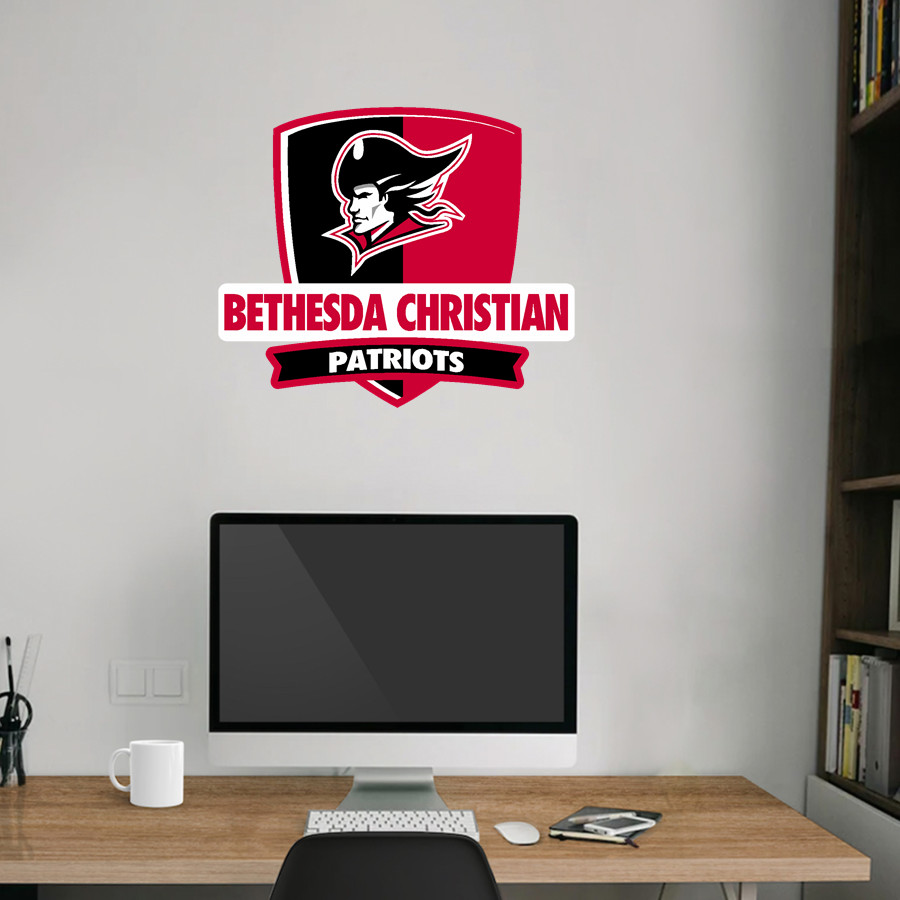 BETHESDA CHRISTIAN HIGH SCHOOL PATRIOTS Wall Decal - Rounded Shield With Banner
