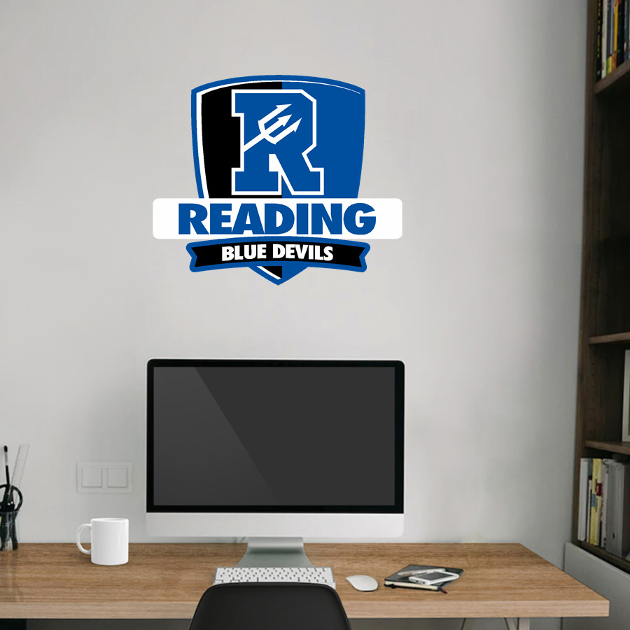 READING SENIOR HIGH SCHOOL BLUE DEVILS <span class="pdp-name-mascot">READING BLUE DEVILS</span> Wall Decal - Rounded Shield With Banner