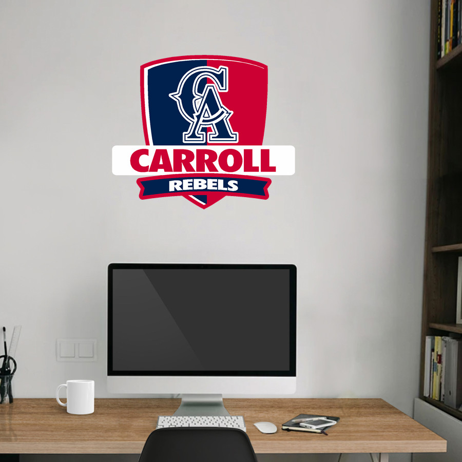 Carroll Rebels <span class="pdp-name-mascot">Carroll</span> Wall Decal - Rounded Shield With Banner