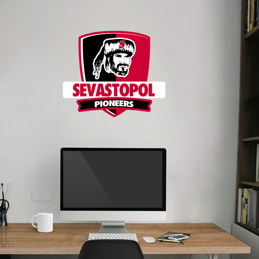 SEVASTOPOL HIGH SCHOOL PIONEERS <span class="pdp-name-mascot">SEVASTOPOL PIONEERS</span> Wall Decal - Rounded Shield With Banner