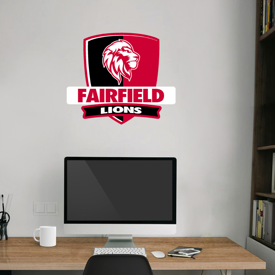 LEESBURG-FAIRFIELD HIGH SCHOOL LIONS <span class="pdp-name-mascot">LEESBURG - FAIRFIELD LIONS</span> Wall Decal - Rounded Shield With Banner