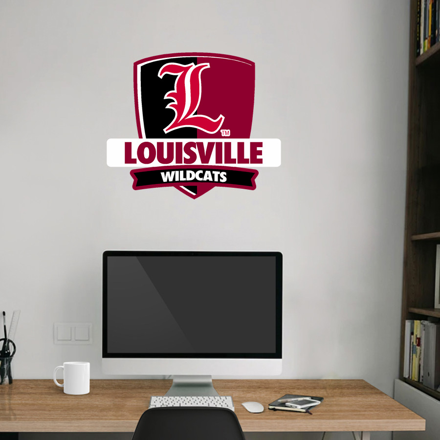 LOUISVILLE HIGH SCHOOL WILDCATS <span class="pdp-name-mascot">LOUISVILLE WILDCATS</span> Wall Decal - Rounded Shield With Banner