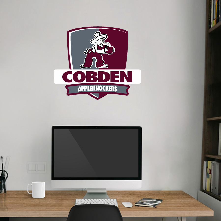 COBDEN HIGH SCHOOL APPLEKNOCKERS <span class="pdp-name-mascot">COBDEN APPLEKNOCKERS</span> Wall Decal - Rounded Shield With Banner