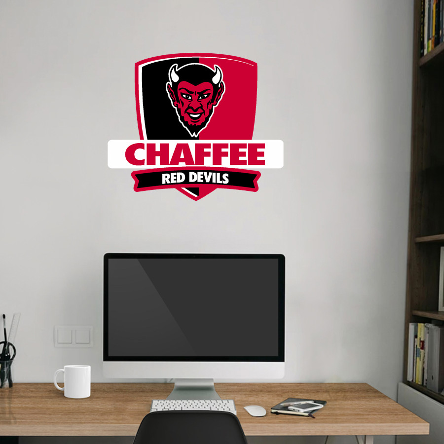 Chaffee Red Devils <span class="pdp-name-mascot">Chaffee Schools Red Devils</span> Wall Decal - Rounded Shield With Banner