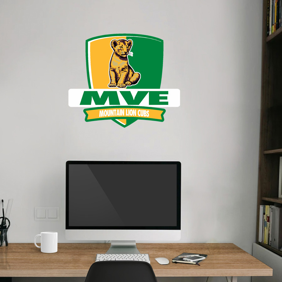 Methow Valley Elementary Mountain Lion Cubs <span class="pdp-name-mascot">Methow Valley Elementary School Mountain Lion Cubs</span> Wall Decal - Rounded Shield With Banner