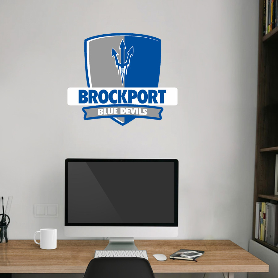 BROCKPORT BLUE DEVILS The Official Online Store <span class="pdp-name-mascot">BROCKPORT BLUE DEVILS</span> Wall Decal - Rounded Shield With Banner