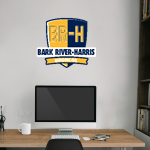 Bark River-Harris Broncos <span class="pdp-name-mascot">Bark-River Harris High School Broncos</span> Wall Decal - Rounded Shield With Banner Front Thumbnail