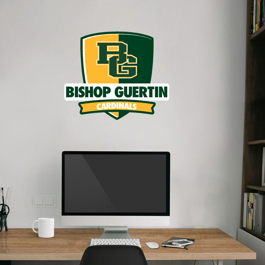 Bishop Guertin Cardinals <span class="pdp-name-mascot">Bishop Guertin Cardinals</span> Wall Decal - Rounded Shield With Banner