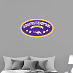 Meadows Elementary Mustangs <span class="pdp-name-mascot">Meadows Elementary Mighty Mustangs</span> Wall Decal - Oval With Stars Front Thumbnail