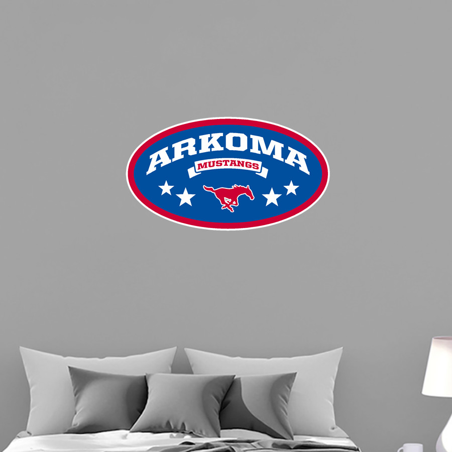 ARKOMA HIGH SCHOOL MUSTANGS <span class="pdp-name-mascot">ARKOMA MUSTANGS</span> Wall Decal - Oval With Stars
