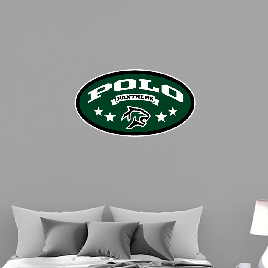 POLO HIGH SCHOOL PANTHERS <span class="pdp-name-mascot">POLO PANTHERS</span> Wall Decal - Oval With Stars