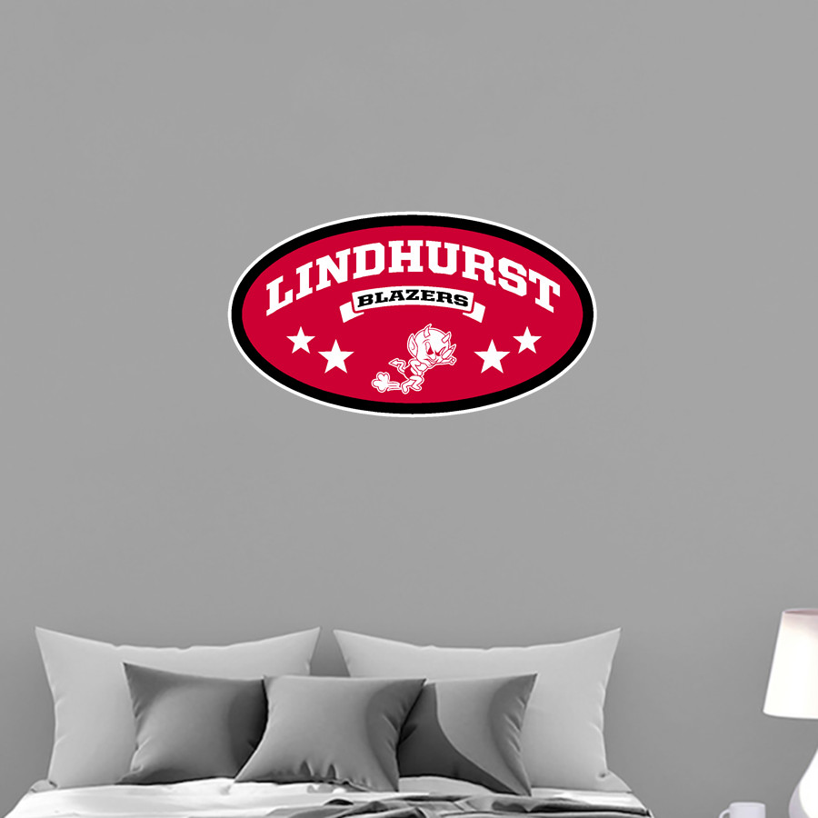 LINDHURST HIGH SCHOOL BLAZERS <span class="pdp-name-mascot">LINDHURST BLAZERS</span> Wall Decal - Oval With Stars