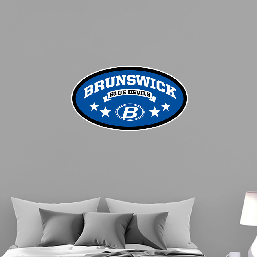 BRUNSWICK ATHLETIC FOUNDATION GO BIG BLUE <span class="pdp-name-mascot">BRUNSWICK BLUE DEVILS</span> Wall Decal - Oval With Stars
