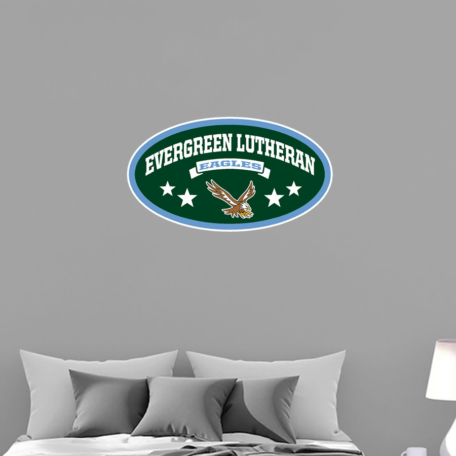 Evergreen Lutheran Eagles Wall Decal - Oval With Stars