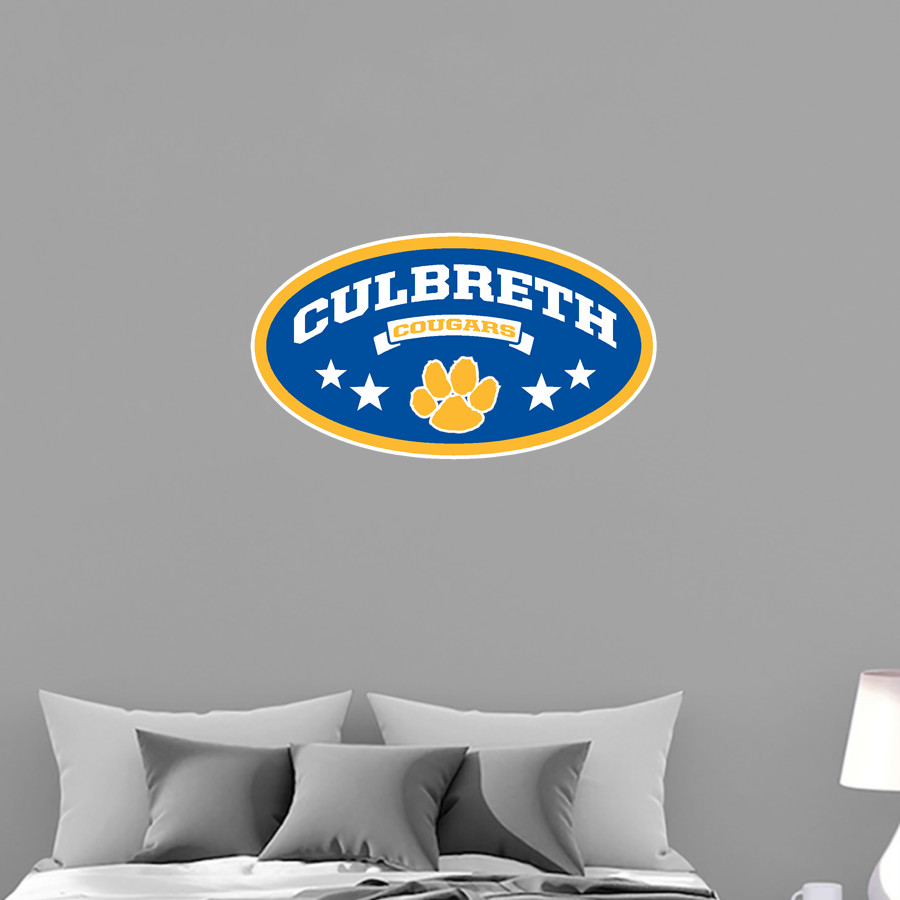 CULBRETH Cougars <span class="pdp-name-mascot">GREY CULBRETH MIDDLE SCHOOL Cougars</span> Wall Decal - Oval With Stars