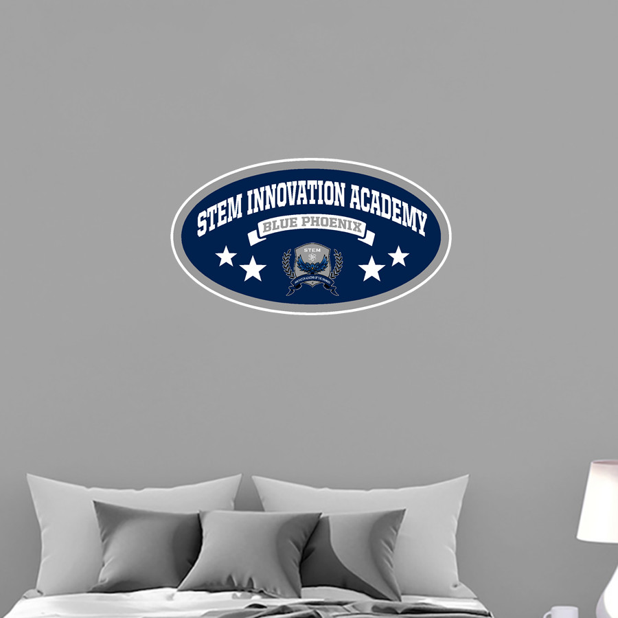 STEM Innovation Academy of the Oranges we rise together <span class="pdp-name-mascot">STEM Phoenix</span> Wall Decal - Oval With Stars