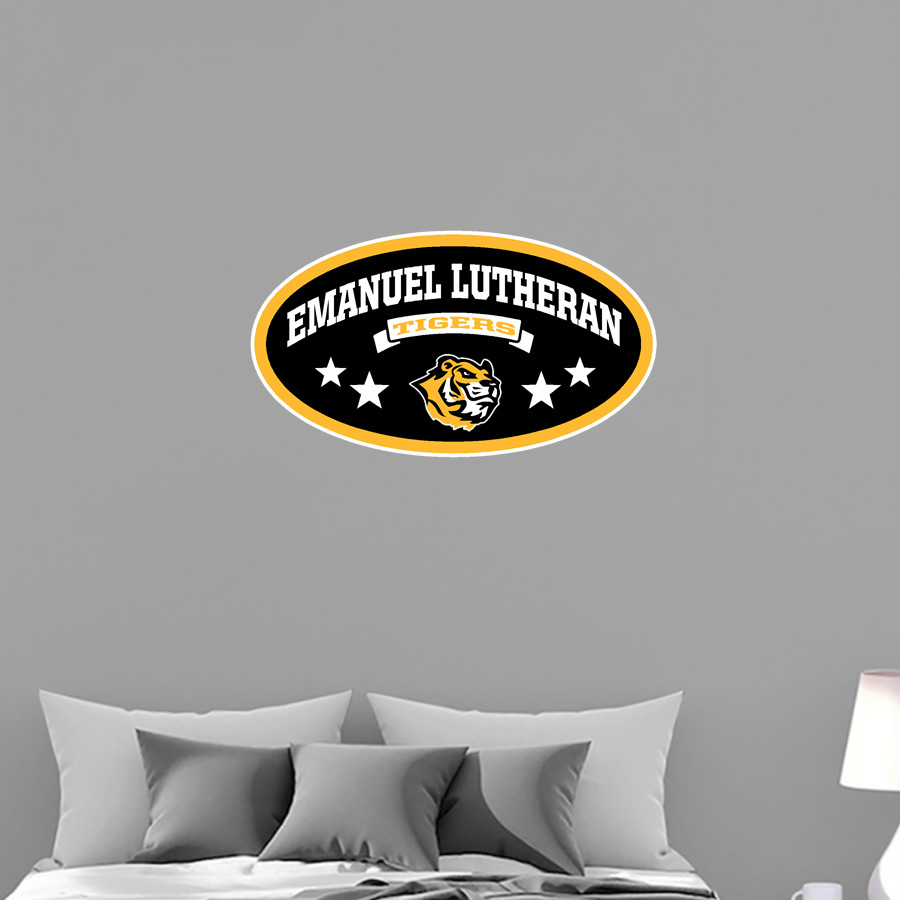 Emanuel Lutheran Tigers <span class="pdp-name-mascot">Emanuel Lutheran School Tigers</span> Wall Decal - Oval With Stars