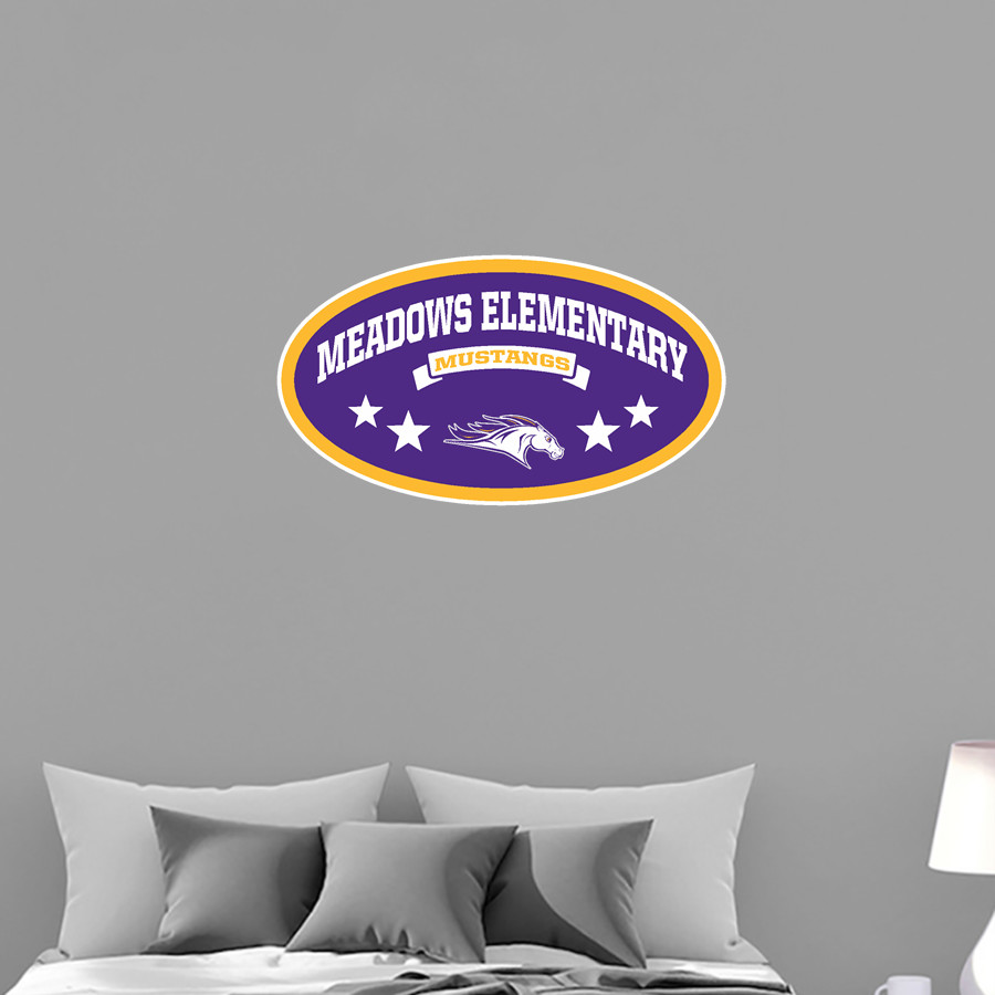 Meadows Elementary Mustangs <span class="pdp-name-mascot">Meadows Elementary Mighty Mustangs</span> Wall Decal - Oval With Stars