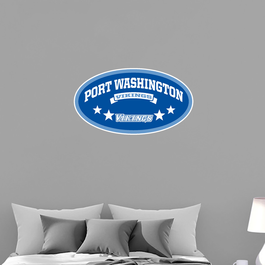 Port Washington VIKINGS Wall Decal - Oval With Stars