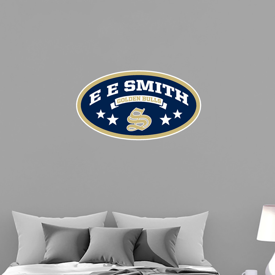 E E SMITH HIGH SCHOOL GOLDEN BULLS <span class="pdp-name-mascot">E E SMITH GOLDEN BULLS</span> Wall Decal - Oval With Stars
