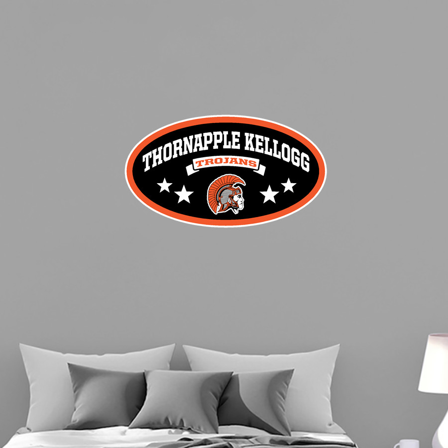 THORNAPPLE KELLOGG HIGH SCHOOL TROJANS Wall Decal - Oval With Stars