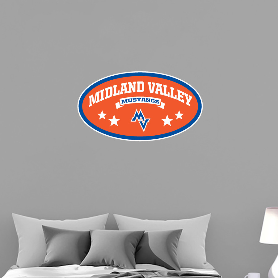 MIDLAND VALLEY HIGH SCHOOL MUSTANGS <span class="pdp-name-mascot">MIDLAND VALLEY MUSTANGS</span> Wall Decal - Oval With Stars