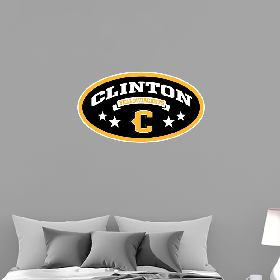 CLINTON HIGH SCHOOL YELLOWJACKETS Wall Decal - Oval With Stars