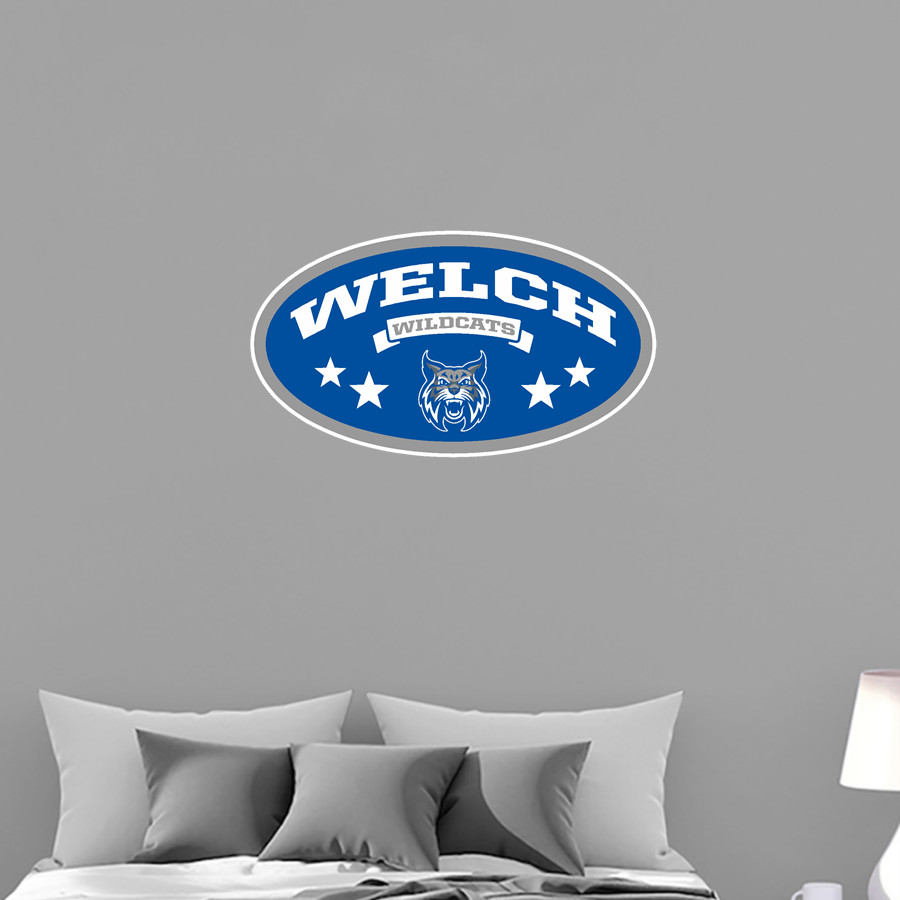 WELCH HIGH SCHOOL WILDCATS Wall Decal - Oval With Stars