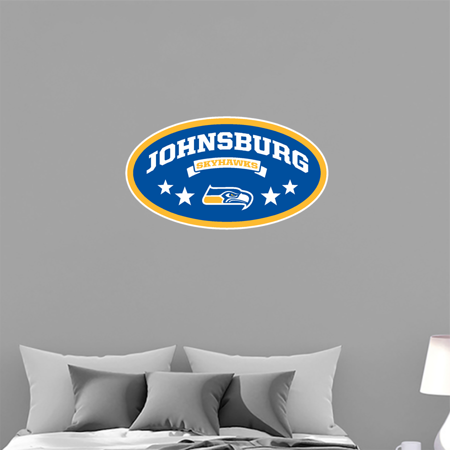 JOHNSBURG HIGH SCHOOL SKYHAWKS <span class="pdp-name-mascot">JOHNSBURG SKYHAWKS</span> Wall Decal - Oval With Stars