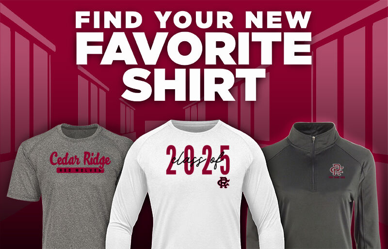 Cedar Ridge Red Wolves Find Your Favorite Shirt - Dual Banner